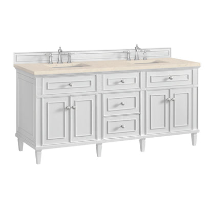 Renovate for Less Atlanta Lorelai 72" Double Vanity, Bright White w/ 3 CM Eternal Marfil Silestone Top, view 10