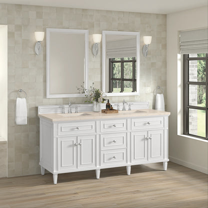 Renovate for Less Atlanta Lorelai 72" Double Vanity, Bright White w/ 3 CM Eternal Marfil Silestone Top, view 4