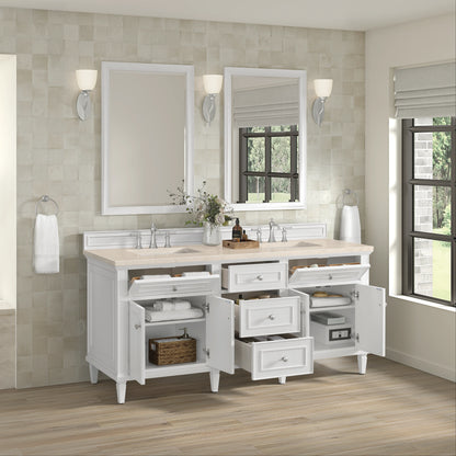 Renovate for Less Atlanta Lorelai 72" Double Vanity, Bright White w/ 3 CM Eternal Marfil Silestone Top, view 5