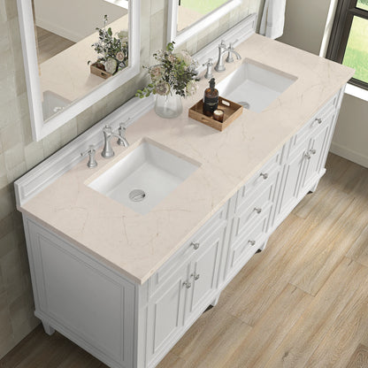 Renovate for Less Atlanta Lorelai 72" Double Vanity, Bright White w/ 3 CM Eternal Marfil Silestone Top, view 7