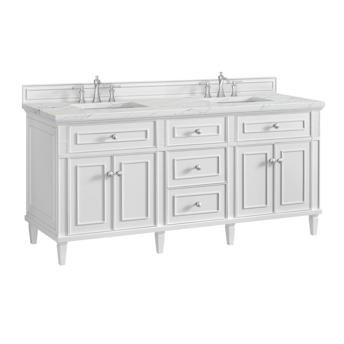 Lorelai 72" Double Vanity, Bright White w/ 3 CM Ethereal Noctis Silestone Top, view 10