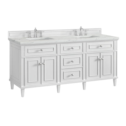 Lorelai 72" Double Vanity, Bright White w/ 3 CM Ethereal Noctis Silestone Top, view 10
