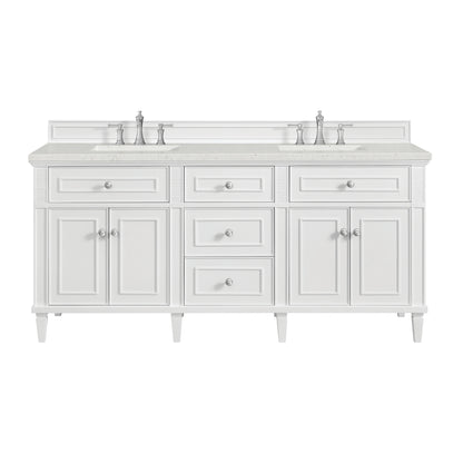 Lorelai 72" Double Vanity, Bright White w/ 3 CM Lime Delight Silestone Top