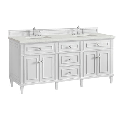 Lorelai 72" Double Vanity, Bright White w/ 3 CM Lime Delight Silestone Top, view 10