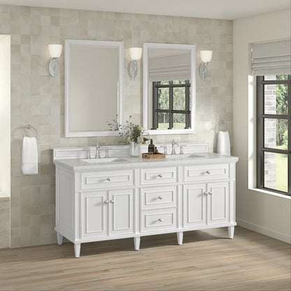 Lorelai 72" Double Vanity, Bright White w/ 3 CM Lime Delight Silestone Top, view 4