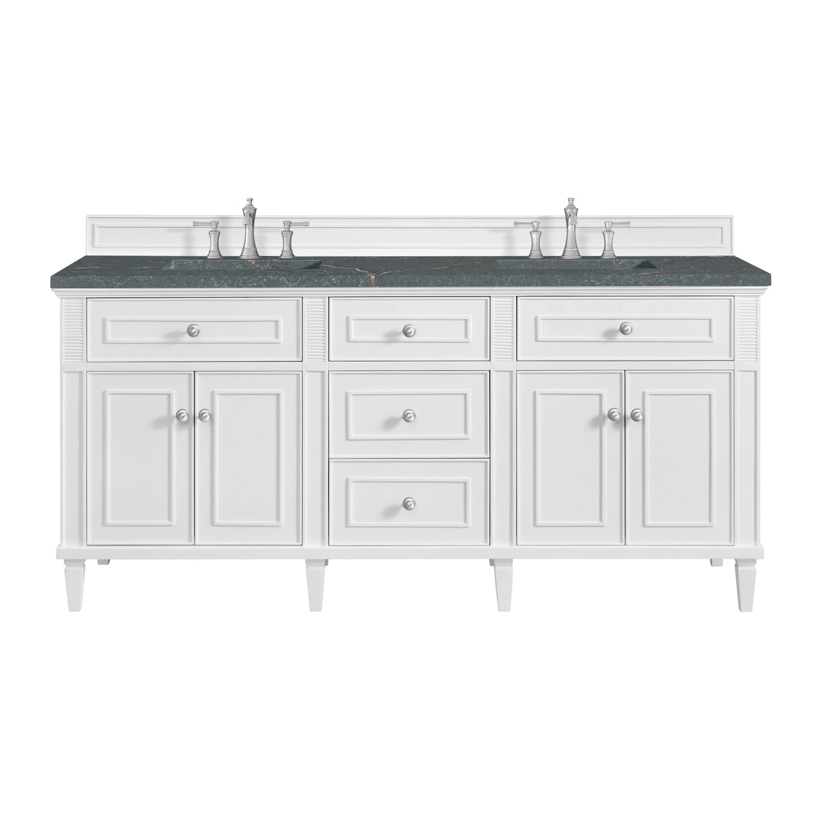 Lorelai 72" Double Vanity, Bright White w/ 3 CM Parisien Bleu Silestone Top