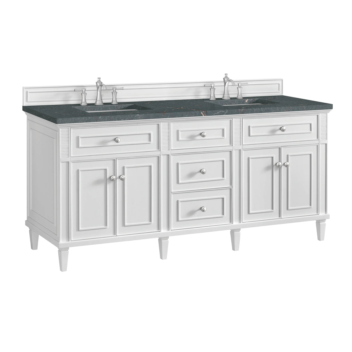 Lorelai 72" Double Vanity, Bright White w/ 3 CM Parisien Bleu Silestone Top, view 10
