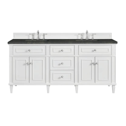 Lorelai 72" Double Vanity, Bright White, w/ 3 CM Phantome Eclos Top