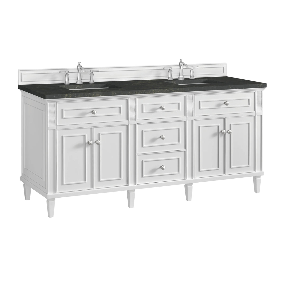 Lorelai 72" Double Vanity, Bright White, w/ 3 CM Phantome Eclos Top, view 10
