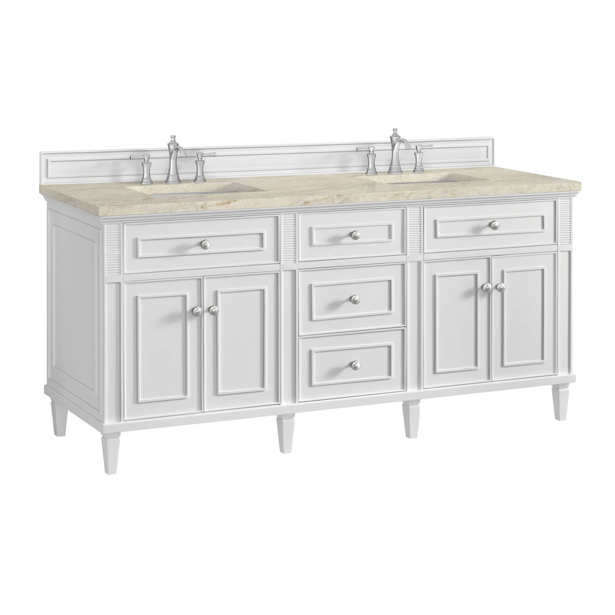 Lorelai 72" Double Vanity, Bright White, w/ 3 CM Tajnar Eclos Top, view 10
