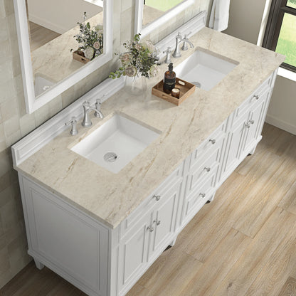 Lorelai 72" Double Vanity, Bright White, w/ 3 CM Tajnar Eclos Top, view 7