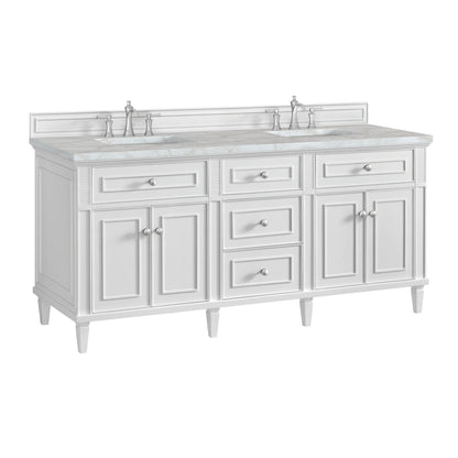 Lorelai 72" Double Vanity, Bright White w/ 3 CM Victorian Silver Silestone Top w/FreePower Wireless Charger, view 13