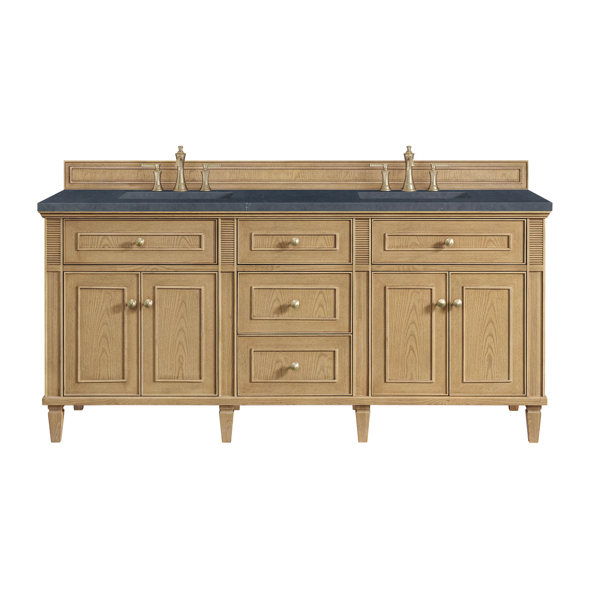 Lorelai 72" Double Vanity, Light Natural Oak w/ 3 CM Charcoal Soapstone Silestone Top