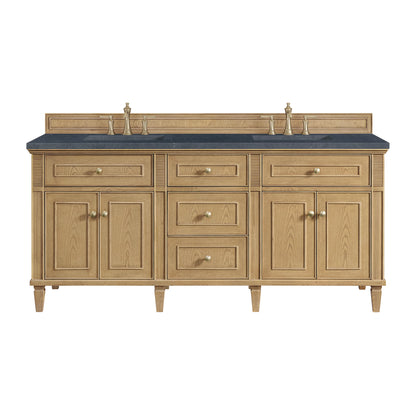 Lorelai 72" Double Vanity, Light Natural Oak w/ 3 CM Charcoal Soapstone Silestone Top