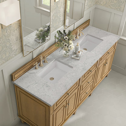 Lorelai 72" Double Vanity, Light Natural Oak w/ 3 CM Eternal Jasmine Pearl Silestone Top, view 7