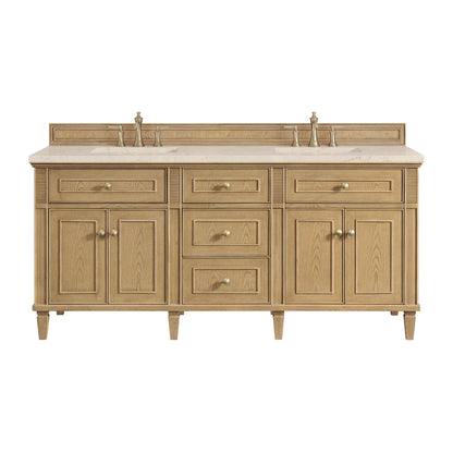 Renovate for Less Atlanta Lorelai 72" Double Vanity, Light Natural Oak w/ 3 CM Eternal Marfil Silestone Top
