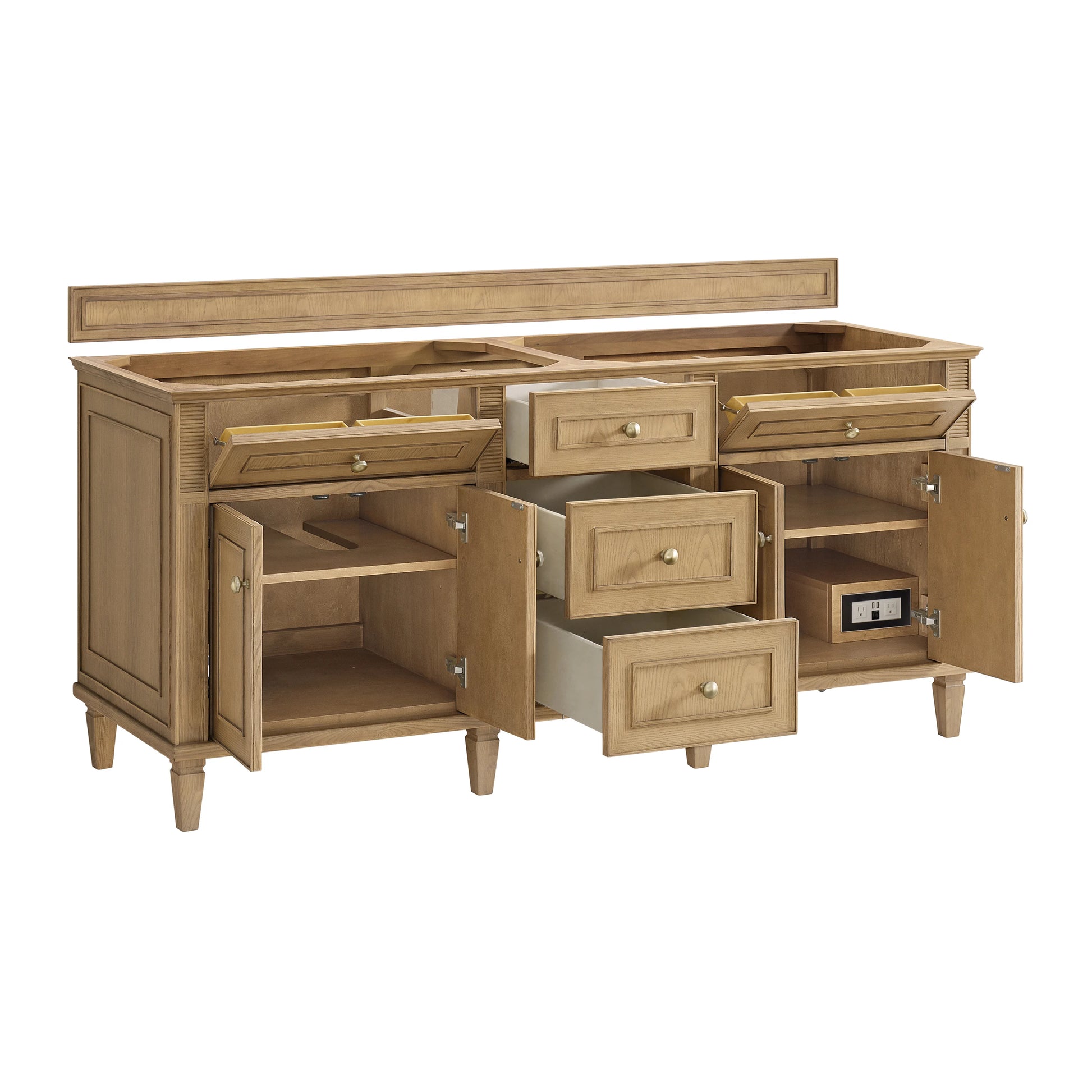 Renovate for Less Atlanta Lorelai 72" Double Vanity, Light Natural Oak w/ 3 CM Eternal Marfil Silestone Top, view 8