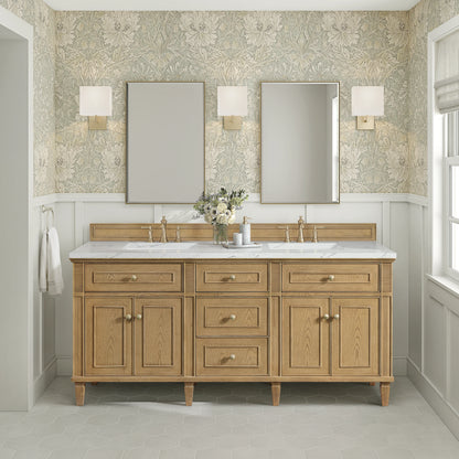 Lorelai 72" Double Vanity, Light Natural Oak w/ 3 CM Ethereal Noctis Silestone Top, view 3