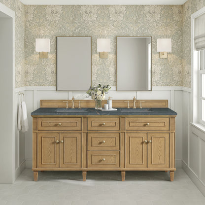 Lorelai 72" Double Vanity, Light Natural Oak w/ 3 CM Parisien Bleu Silestone Top, view 3