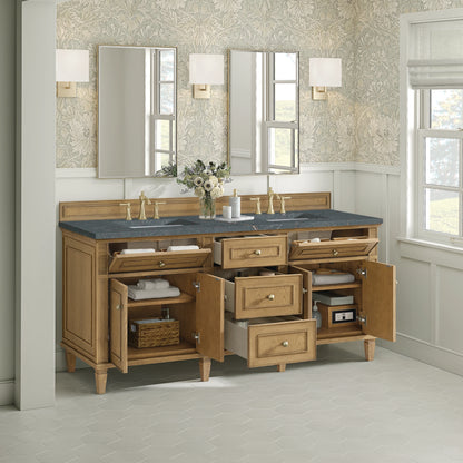 Lorelai 72" Double Vanity, Light Natural Oak w/ 3 CM Parisien Bleu Silestone Top, view 5