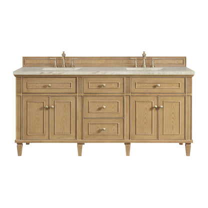 Lorelai 72" Double Vanity, Light Natural Oak, w/ 3 CM Tajnar Eclos Top