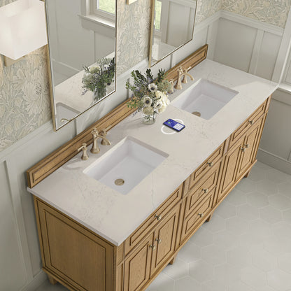 Lorelai 72" Double Vanity, Light Natural Oak, w/ 3 CM Siberian Silestone Top w/FreePower Wireless Charger, view 9