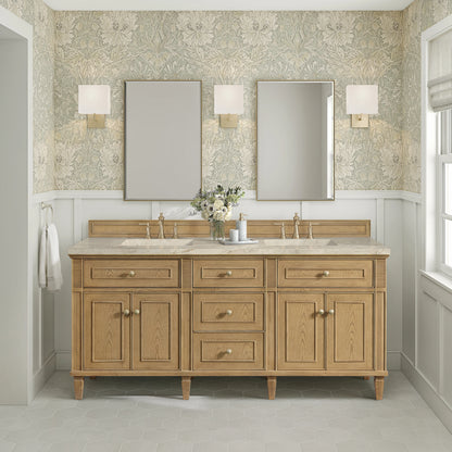 Lorelai 72" Double Vanity, Light Natural Oak, w/ 3 CM Tajnar Eclos Top w/FreePower Wireless Charger, view 5