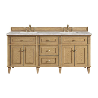 Lorelai 72" Double Vanity, Light Natural Oak w/ 3 CM Victorian Silver Silestone Top w/FreePower Wireless Charger