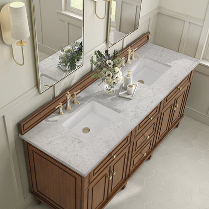 Lorelai 72"Double Vanity, Mid-Century Walnut w/ 3 CM Eternal Jasmine Pearl Silestone Top, view 7