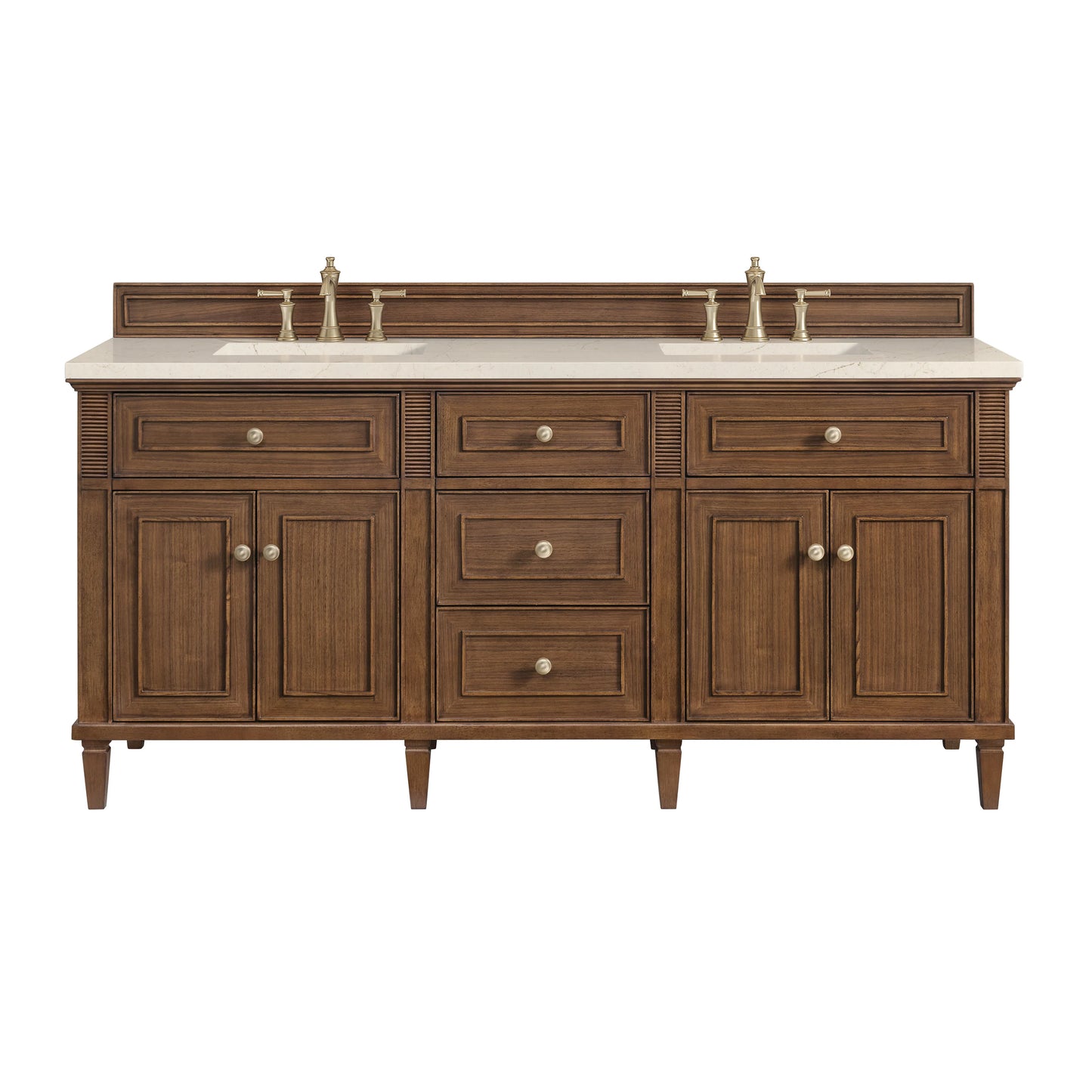 Renovate for Less Atlanta Lorelai 72" Double Vanity, Mid-Century Walnut w/ 3 CM Eternal Marfil Silestone Top