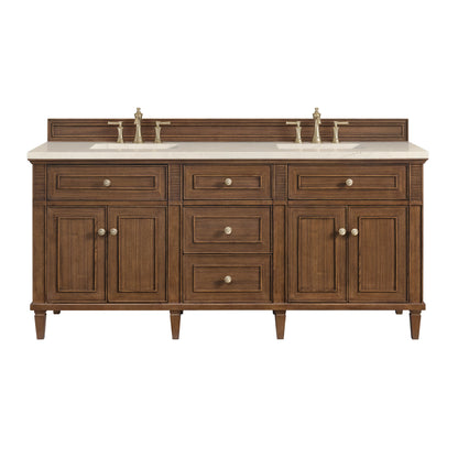Renovate for Less Atlanta Lorelai 72" Double Vanity, Mid-Century Walnut w/ 3 CM Eternal Marfil Silestone Top