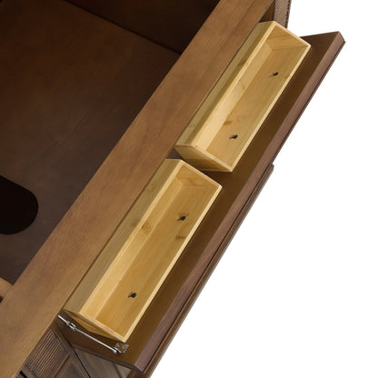 Renovate for Less Atlanta Lorelai 72" Double Vanity, Mid-Century Walnut w/ 3 CM Eternal Marfil Silestone Top, view 14