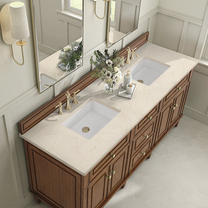 Renovate for Less Atlanta Lorelai 72" Double Vanity, Mid-Century Walnut w/ 3 CM Eternal Marfil Silestone Top, view 7