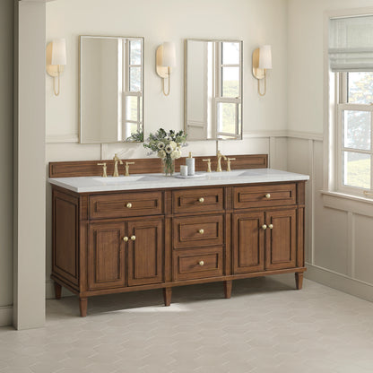 Lorelai 72"Double Vanity, Mid-Century Walnut w/ 3 CM Lime Delight Silestone Top, view 4