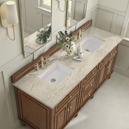 Lorelai 72" Double Vanity, Mid-Century Walnut, w/ 3 CM Tajnar Eclos Top, view 7