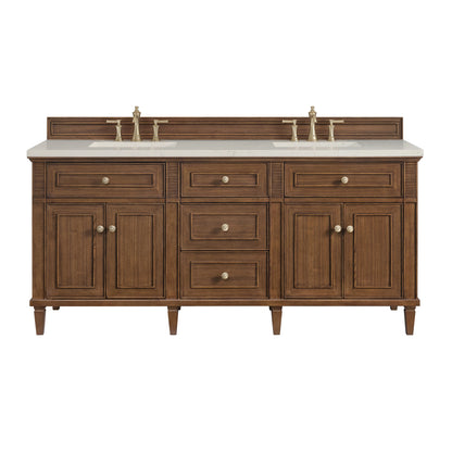 Lorelai 72" Double Vanity, Mid-Century Walnut, w/ 3 CM Siberian Silestone Top w/FreePower Wireless Charger