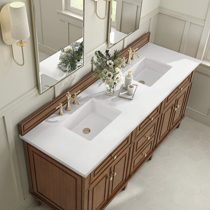 Lorelai 72"Double Vanity, Mid-Century Walnut w/ 3 CM White Zeus Silestone Top, view 7
