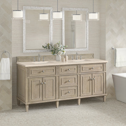 Renovate for Less Atlanta Lorelai 72" Double Vanity, Whitewashed Oak w/ 3 CM Eternal Marfil Silestone Top, view 4