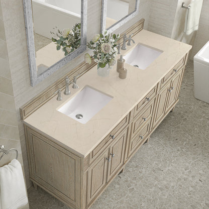 Renovate for Less Atlanta Lorelai 72" Double Vanity, Whitewashed Oak w/ 3 CM Eternal Marfil Silestone Top, view 7