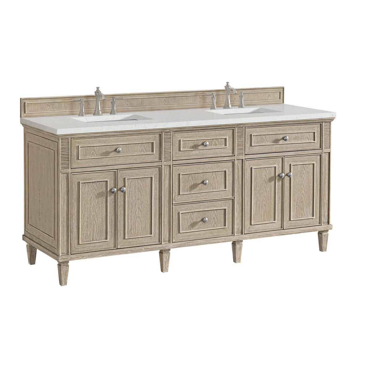 Lorelai 72" Double Vanity, Whitewashed Oak w/ 3 CM Lime Delight Silestone Top, view 10