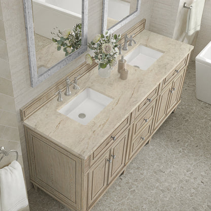 Lorelai 72" Double Vanity, Whitewashed Oak, w/ 3 CM Tajnar Eclos Top, view 7