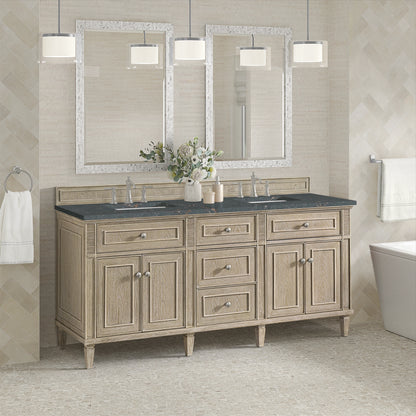 Lorelai 72" Double Vanity, Whitewashed Oak w/ 3 CM Parisien Bleu Silestone Top w/FreePower Wireless Charger, view 7