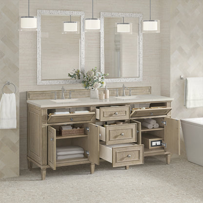 Lorelai 72" Double Vanity, Whitewashed Oak, w/ 3 CM Siberian Silestone Top w/FreePower Wireless Charger, view 7
