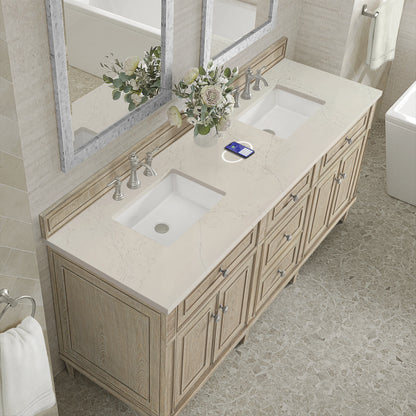 Lorelai 72" Double Vanity, Whitewashed Oak, w/ 3 CM Siberian Silestone Top w/FreePower Wireless Charger, view 9