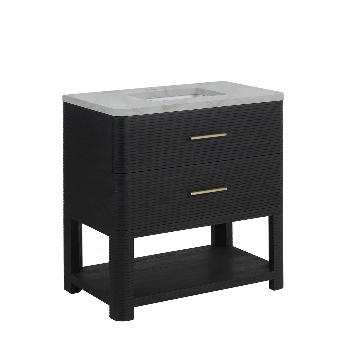 Lucian 36" Single Vanity, Carbon Oak w/ 3 CM Victorian Silver Silestone Top, view 10