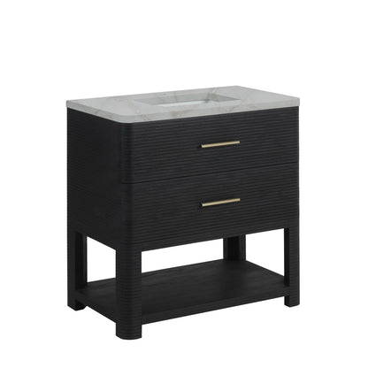 Lucian 36" Single Vanity, Carbon Oak w/ 3 CM Victorian Silver Silestone Top, view 10