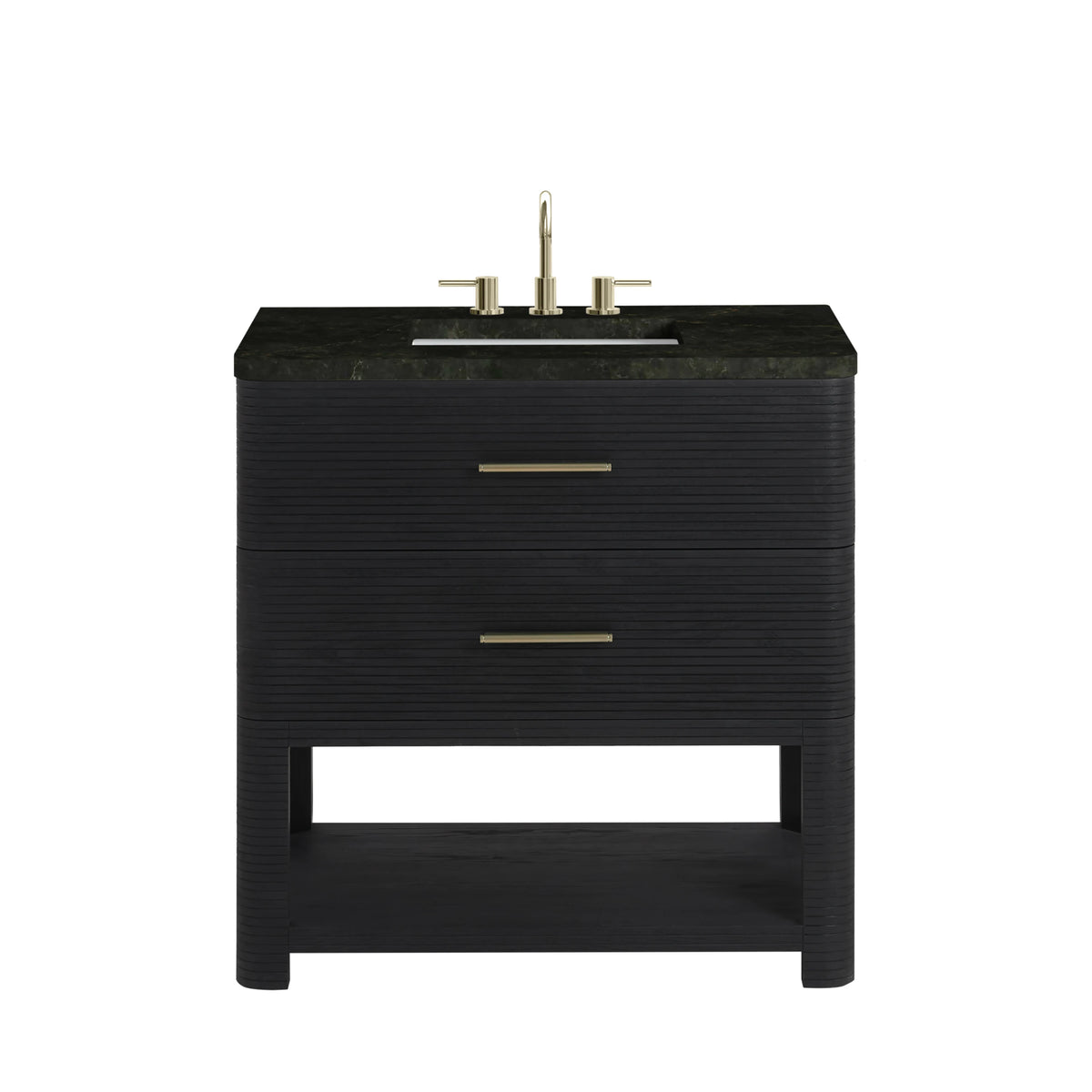 Lucian 36" Single Vanity, Carbon Oak, w/ 3 CM Phantome Eclos Widespread Top