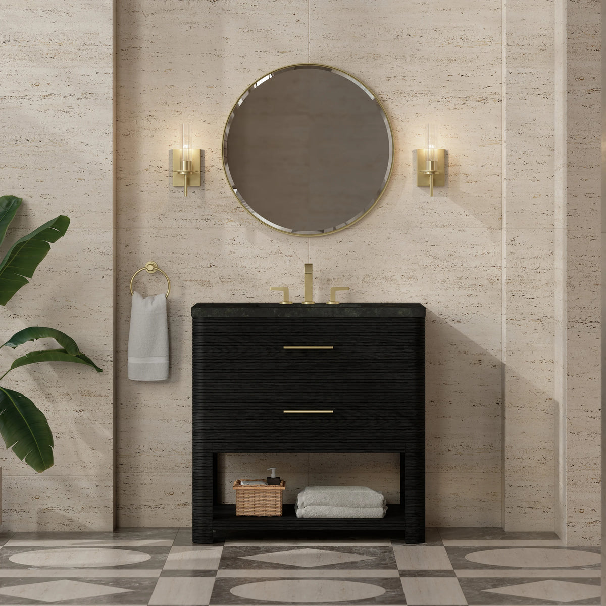 Lucian 36" Single Vanity, Carbon Oak, w/ 3 CM Phantome Eclos Widespread Top, view 2