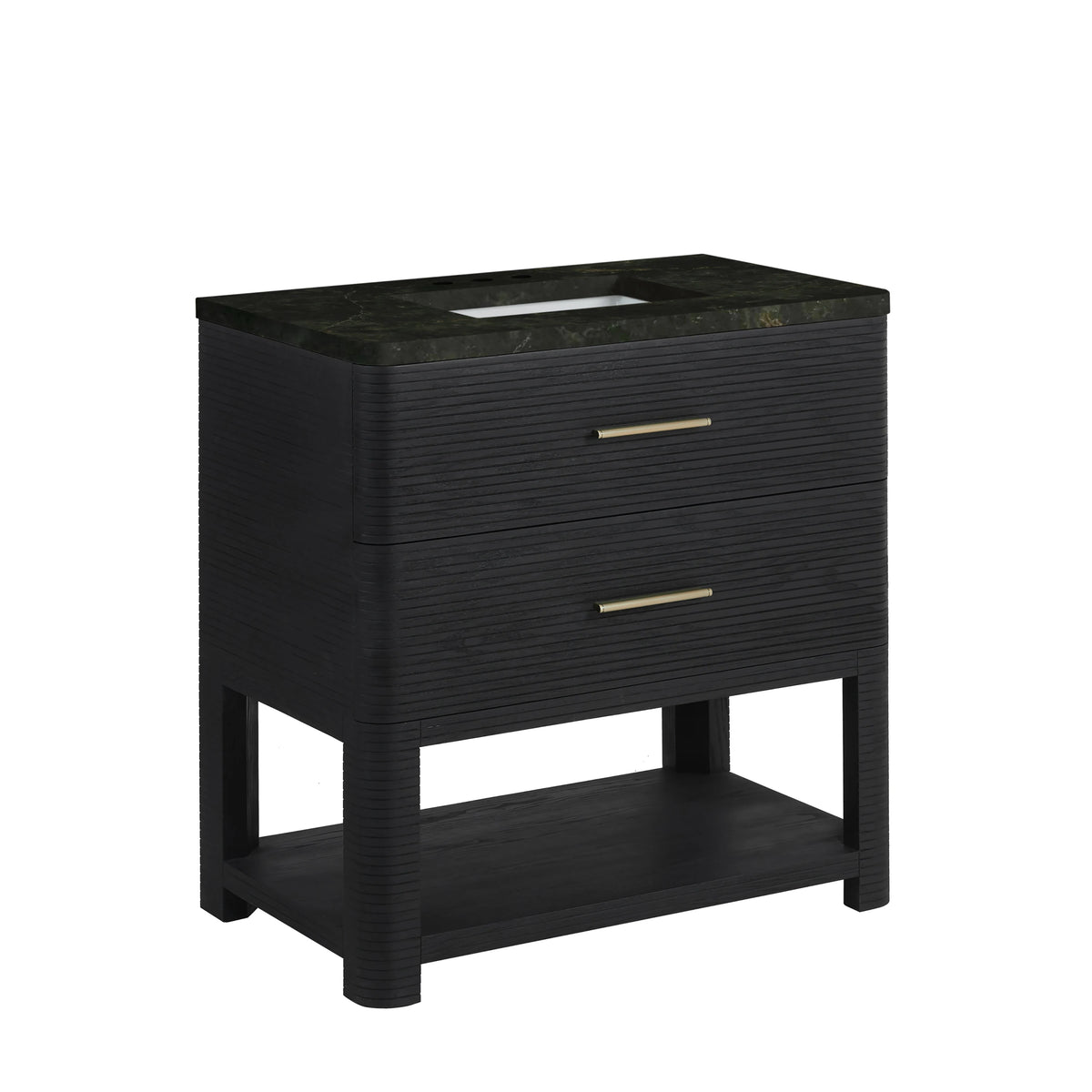 Lucian 36" Single Vanity, Carbon Oak, w/ 3 CM Phantome Eclos Widespread Top, view 6