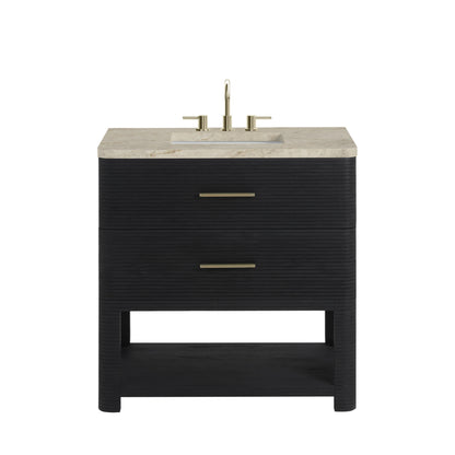 Lucian 36" Single Vanity, Carbon Oak, w/ 3 CM Tajnar Eclos Widespread Top